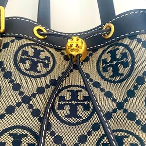 Tory Burch T Monogram Jacquard Tote Blue